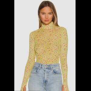AFRM Zadie Top in Yellow Ditsy